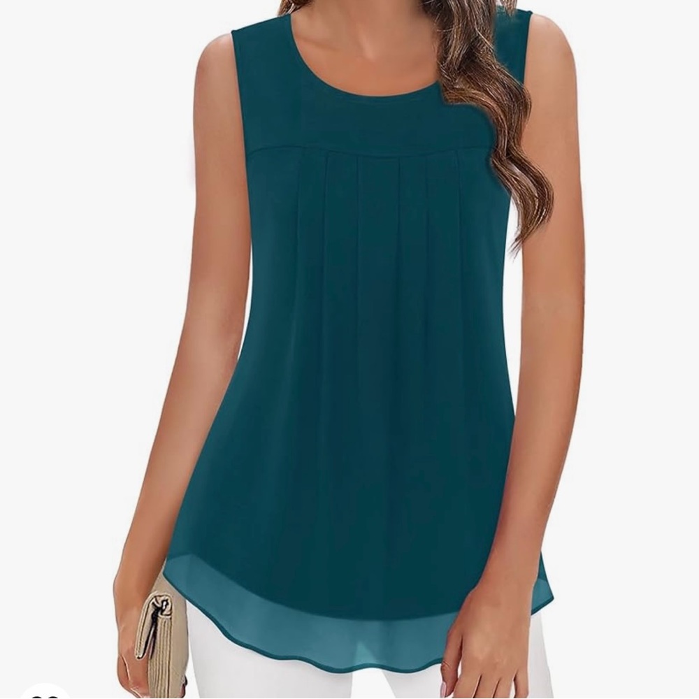 Timeson Women's Sleeveless Chiffon Tank Top Double Layers Casual Blouse Tunic